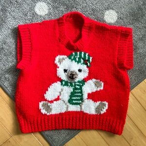 Vintage Hand knit - teddy sleeveless vest